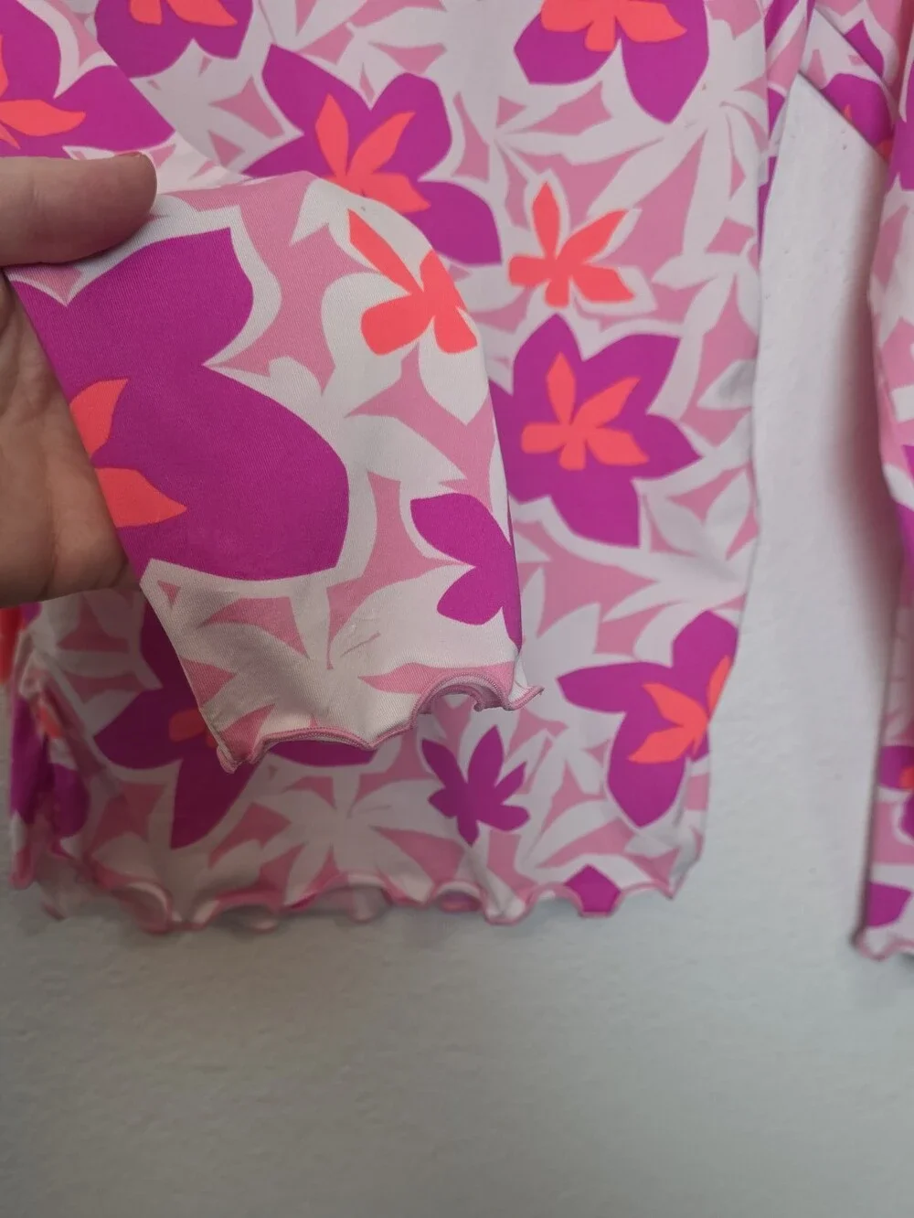 COOLIBAR Kids Pink Floral Long Sleeve Rashguard Swim Top Beach Outdoor UPF Sz M